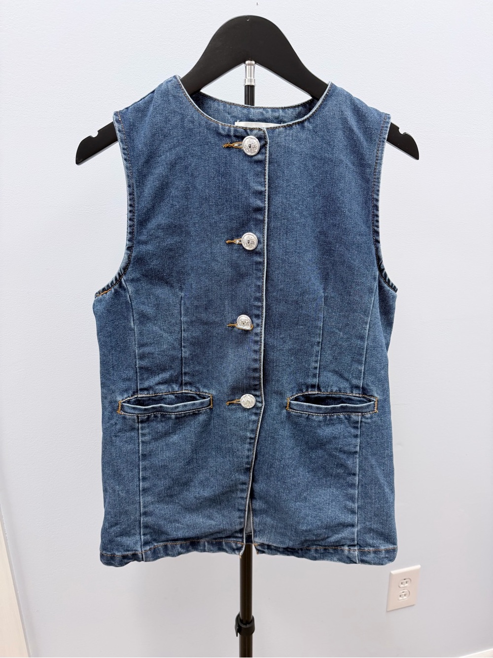 Vigoss Denim Sleeveless Button Vest - Medium Blue